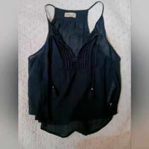 Hollister black sheer Bohemian tank